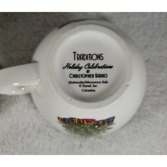 Christopher Radko Traditions Holiday Celebrations Starad Two Tea Cups Colombia - Picture 8 of 9